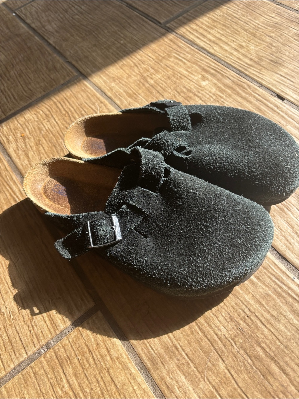 Birkenstock Black Suede-Style Slip-On Clog with Buckle